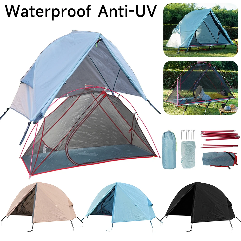 Camping Folding Tent Single Person Waterproof Outdoor Off The Ground Tent - £10.84 GBP+