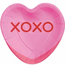 Candy Hearts Valentine Heart Shaped 8 Inch Paper Plates Valentines Decorations - £13.62 GBP
