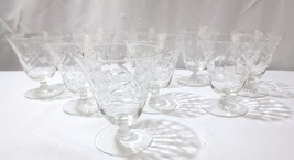 Vtg Libbey Rock Sharpe BURLEIGH 9 Oyster Fruit Cocktail 3 1/2&quot;  Cut and Etched - £63.94 GBP