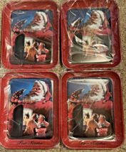 Set Of 4 NEW Coca Cola Metal Christmas “For Santa” Claus Serving Trays 13 x 10.5 - £29.06 GBP