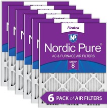 6 Pack Of Nordic Pure 20X30X1 Merv 8 Pleated Ac Furnace Air Filters. - £65.20 GBP