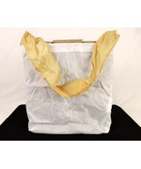 Folding Nylon Shopping Tote, Navy White w/Gold Handle, 13&quot;x11&quot;x5&quot;, PLT#17 - $7.79