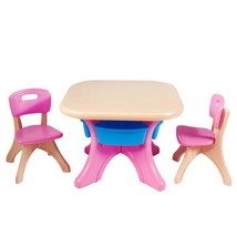 3-Pcs Plastic Children Play Table &amp; Chair Set - Multicolor - £116.18 GBP