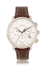 Hugo Boss Men’s Quartz HB1513263 Leather Strap White Dial 44mm Watch - £101.27 GBP