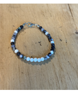 Handcrafted Bracelet, Stone beads - variegated Gray, White &amp; Black beads - $9.75