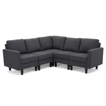 Zahra 32 In. Square Arm 5-Piece Fabric L-Shaped Sectional Sofa in Gray - £925.15 GBP