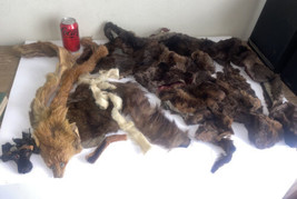 Vtg Genuine Mink Scarf Fur Sleeves Pieces Scrap Pelts Crafting - $74.25