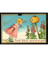 Vintage Postcard Halloween Tuck Series Pooh Who's Afraid Of You Jack O Lantern - $12.86