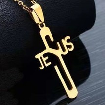 Gold Jesus Christ Crucifix Cross Pendant Necklace Christian Jewelry Men Women - £10.33 GBP