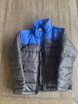 Reebok Jacket Boys Black Blue Puffer Zip Logo Coat Kids Polyester Size 6/7 - £14.35 GBP
