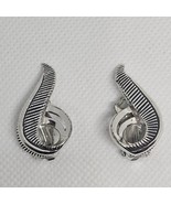 Vintage Charel Clip On Earrings Silver Tone Climber Swoop Modernist - $14.99