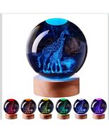 Charming 3D Crystal Giraffe Night Light - Dimmable Remote Control &amp; USB ... - $19.68