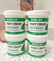 (4) Relief Peppermint Foot Cream Soothing &amp; Rejuvenating 6 oz - £19.17 GBP