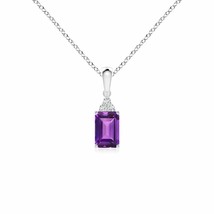 ANGARA 6x4mm Natural Amethyst Pendant Necklace with Diamond in Silver for Women - £122.30 GBP+