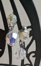 Bohemian Glass  clip drop earrings Aurora Borealis Crystal Vintage Silve... - £15.77 GBP