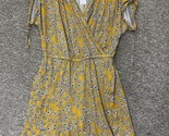 Lane Bryant Yellow Floral Pocketed Wrap Look Elastic Waist Romper Size 1... - $39.59