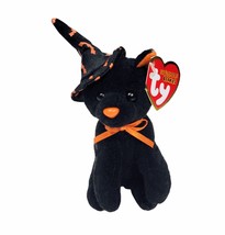 Ty Halloweenie Beanie Baby SCURRY the Black Cat Witch Hat Retired 4.5&quot; NEW Tags - £18.18 GBP