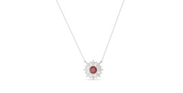 Red Ruby &amp; Lab Grown Diamond Pendant Necklace For Women In Sterling Silver - $299.00