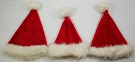 VV) Vintage Lot of 3 Adult Plush Santa Claus Hat Christmas Holiday Costu... - $9.89