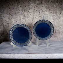 Ando Cloisonné 2 Plates Cobalt Blue Enamel Open Work Rims Japan Small Vi... - £87.13 GBP