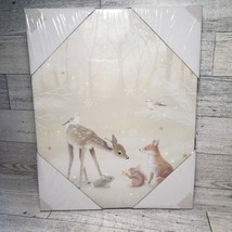 Lighted Twinkling Lights Art Print Woodland Winter Friends Deer Fox Squirrel - £19.01 GBP