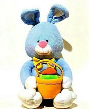 Easter Bunny Rabbit Plush Blue Stuffed Animal w Basket Soft Toy 19 Inch Amscan - £6.79 GBP
