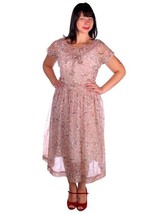 VTG Toni Todd 1950s House Dress Sheer Nylon Print Brown 38-30-Free M Roc... - $88.21