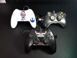 Xbox 360 Wired Controllers lot of 3 PowerA Spectra, Star Wars not wirele... - $14.85