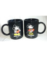 Disney Mickey Mouse &amp; Minnie Mouse Ceramic Black Coffee Mugs Set of 2 - £39.33 GBP