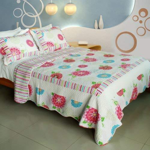[Pink Fairy Tale] Cotton 3PC Vermicelli-Quilted Printed Quilt Set (Full/Queen Si