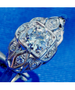 Earth mined Diamond Deco Engagement Ring 0.70 carat Antique Platinum Solitaire - $5,030.25