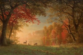 Indian Sunset, Deer by a Lake by Albert Bierstadt as Giclee Print + Ships Free - £30.50 GBP+
