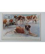 1940s Edward Miner magazine illustration matted print St. Bernard rescue... - $371.09 MXN
