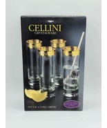 Cellini Crystalware 24K Gold 16oz Long Drink Highball Glasses Italy Set ... - £35.34 GBP