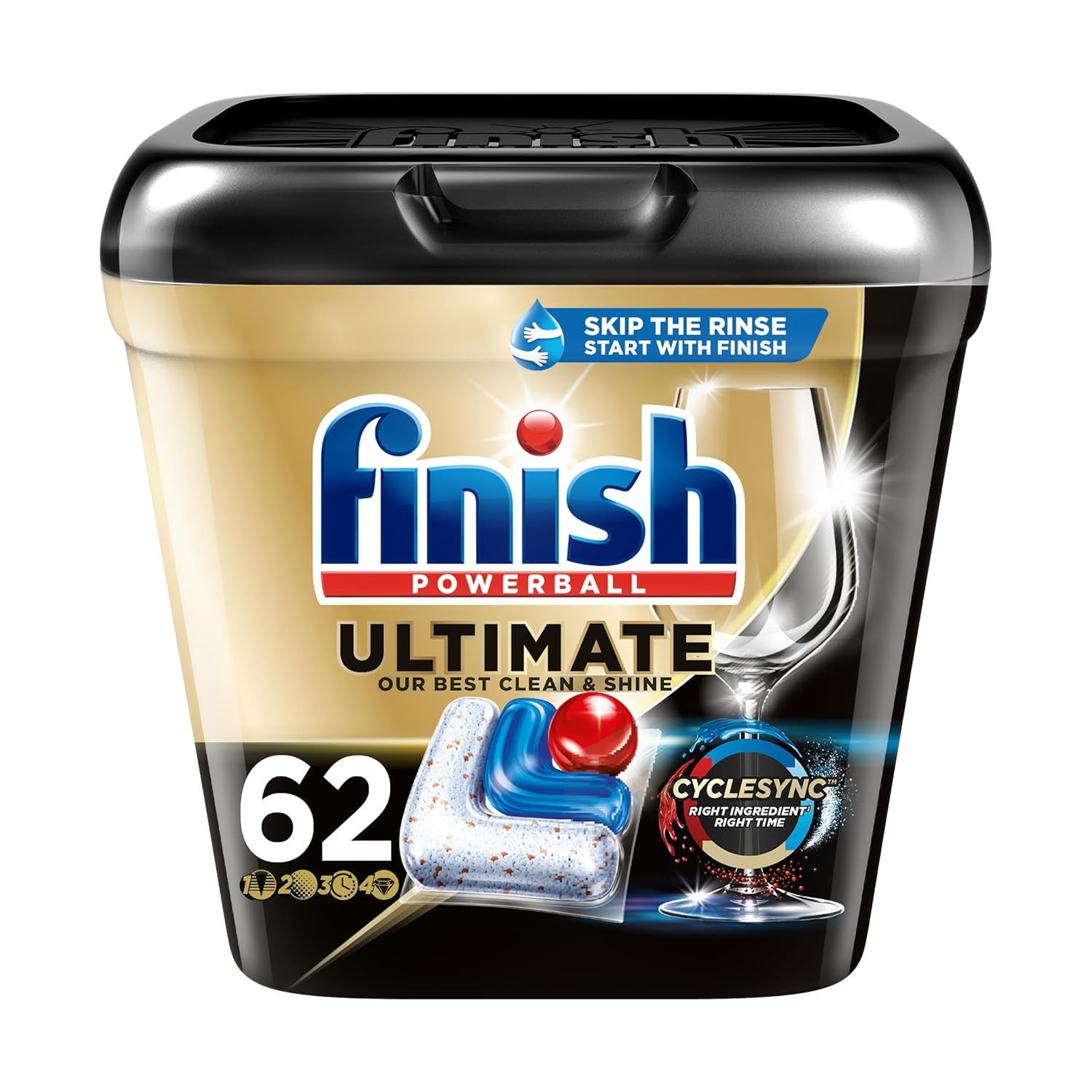 Finish Ultimate Dishwasher Detergent- 62 Count - With CycleSync Technology - Dis