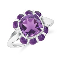 Kicky and Perky 925 Sterling Silver Amethyst Knife Edge Womens Halo Ring... - $1,233.55 MXN