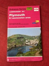 Plymouth &amp; Launceston Landranger Map 201 Ordnance Survey VTG 1994 Great Britain - £9.34 GBP