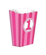 Popcorn Box Holder Bucket Pink Stripes 1st Birthday Party Favor Supplies... - €3,67 EUR