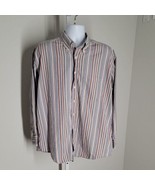 Tommy Hilfiger Button Down Shirt ~ Sz 17 34/35~ Blue &amp; Burgundy ~ Striped - £17.64 GBP