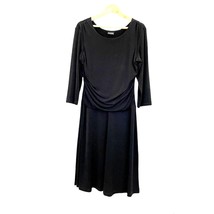 Black Cling Black Stretch Dress Sz Medium Ruched VTG EnFocus Studio Women&#39;s  - £13.91 GBP