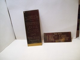 Vtg CECO STEEL 1942 Plaques from Trophy Industrial Champs Columbus Park ... - $19.79
