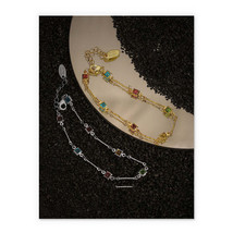18k Gold Rainbow Glass Bracelet - fun, colorful, chic, statement, square - £27.95 GBP