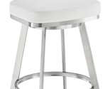 Armen Living Benjamin Swivel Bar Stool in Brushed Stainless Steel with W... - $426.99