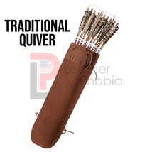 Traditional Quiver Back Leather Quivers Handmade Brown Arrow Holder For ... - $24.54