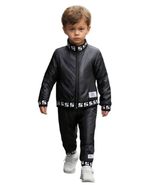 Young Boy Fleece Letter Print Zip-Up Jacket And Solid Color Pants 2-Piec... - $47.51