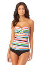 ANNE COLE Tankini Swim Top Bandeau Painted Stripe Size XS $68 - NWT - £21.23 GBP