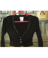 XHILARATION black girls TOP XS/4/5 cotton rhinestone trim long sleeves (... - $4.95