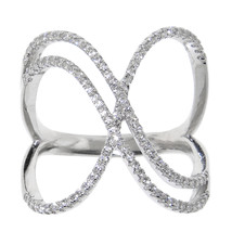 14k White Gold Sterling Silver Unique Butterfly w/ Cubic Zirconia Ring Sizes 5-9 - £51.94 GBP