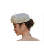 Ladies Women Vintage White and Ivory Silk Satin Flower Top Hat for Weddi... - $49.99
