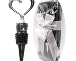 Kate Aspen Chrome Wine Bottle Stopper Heart Shaped Gift Box Wedding Favo... - $4.25